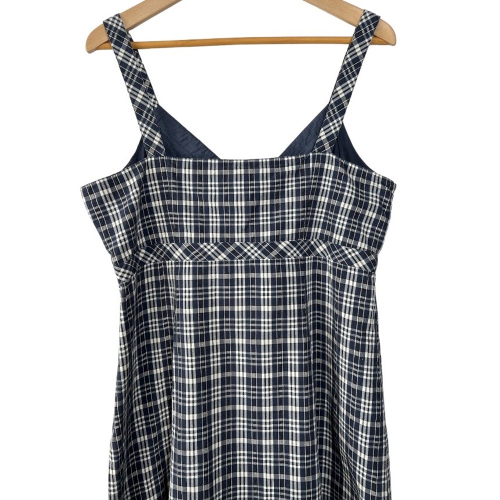 Nine West Blue Plaid Cotton Summer Dress Size 16 - Picture 7 of 15